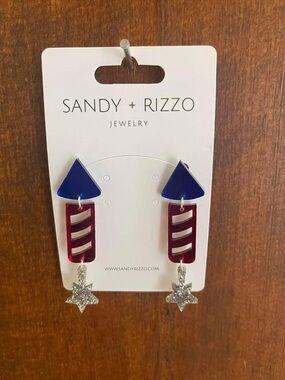 Sandy + Rizzo Blue and Red Star Drop Earrings